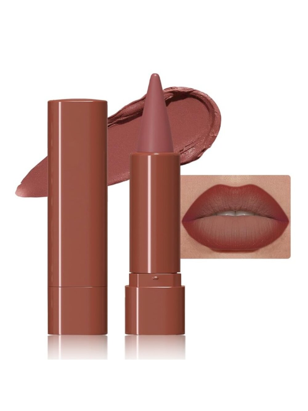 Women 1Pcs-G12# Plum Rose Shimmery Metallic Cone-Tip Glitter Lipstick Lip Liner